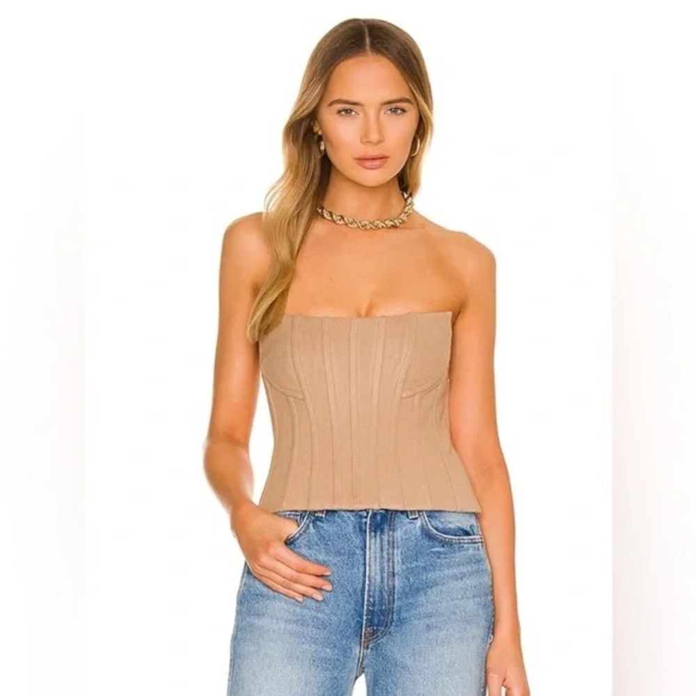 NWOT LPA Maddalena Corset Strapless Top in Tan Sz S